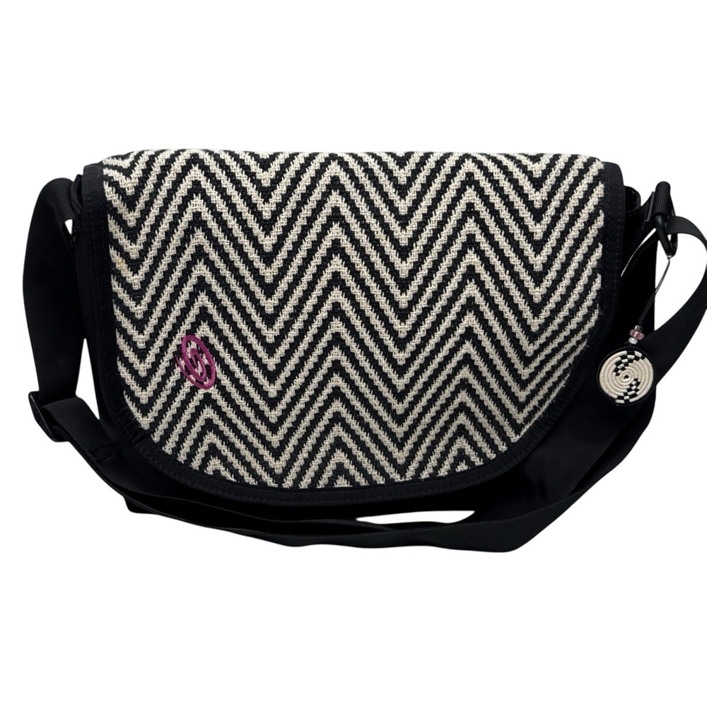 Timbuk2 Custom Messenger Bag Black & White Chevron Hand Made In San Francisco